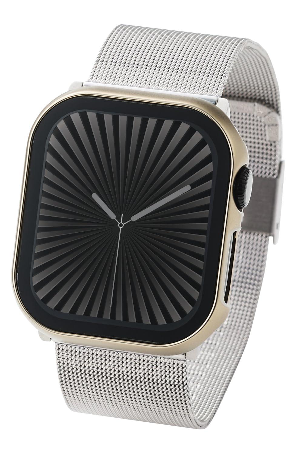 ELECOM Apple Watch Case [42mm] Series 10 Tempered Glass Anti-Fingerprint Full Cover Case Gold AW-24BFCGPGD