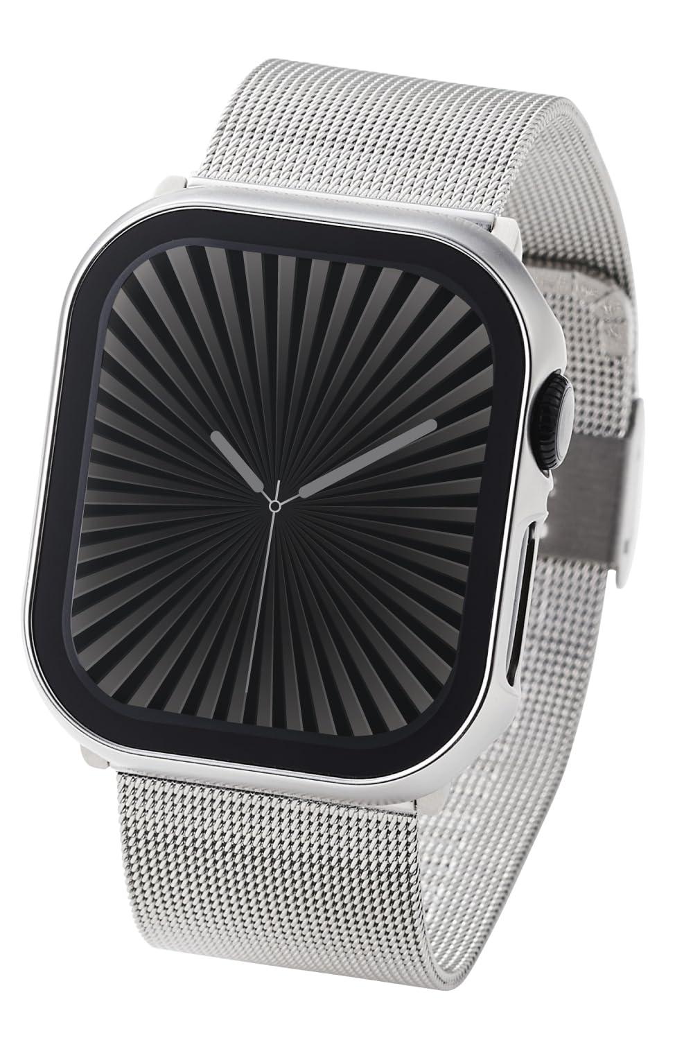ELECOM Apple Watch Case [42mm] Series 10 Tempered Glass Anti-Fingerprint Full Cover Case Silver AW-24BFCGPSV
