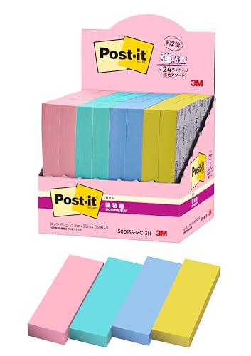 Post-it Notes Strong Adhesive Multi-Color 3N 75×25mm 90 Sheets 4 Colors 6 Pads Each Paper Box 5001SS-MC-3N