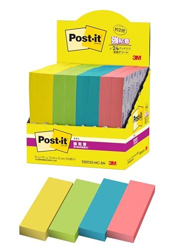 Post-it Notes Strong Adhesive Multi-Color 8N 75×25mm 90 Sheets 4 Colors 6 Pads Each Paper Box 5001SS-MC-8N