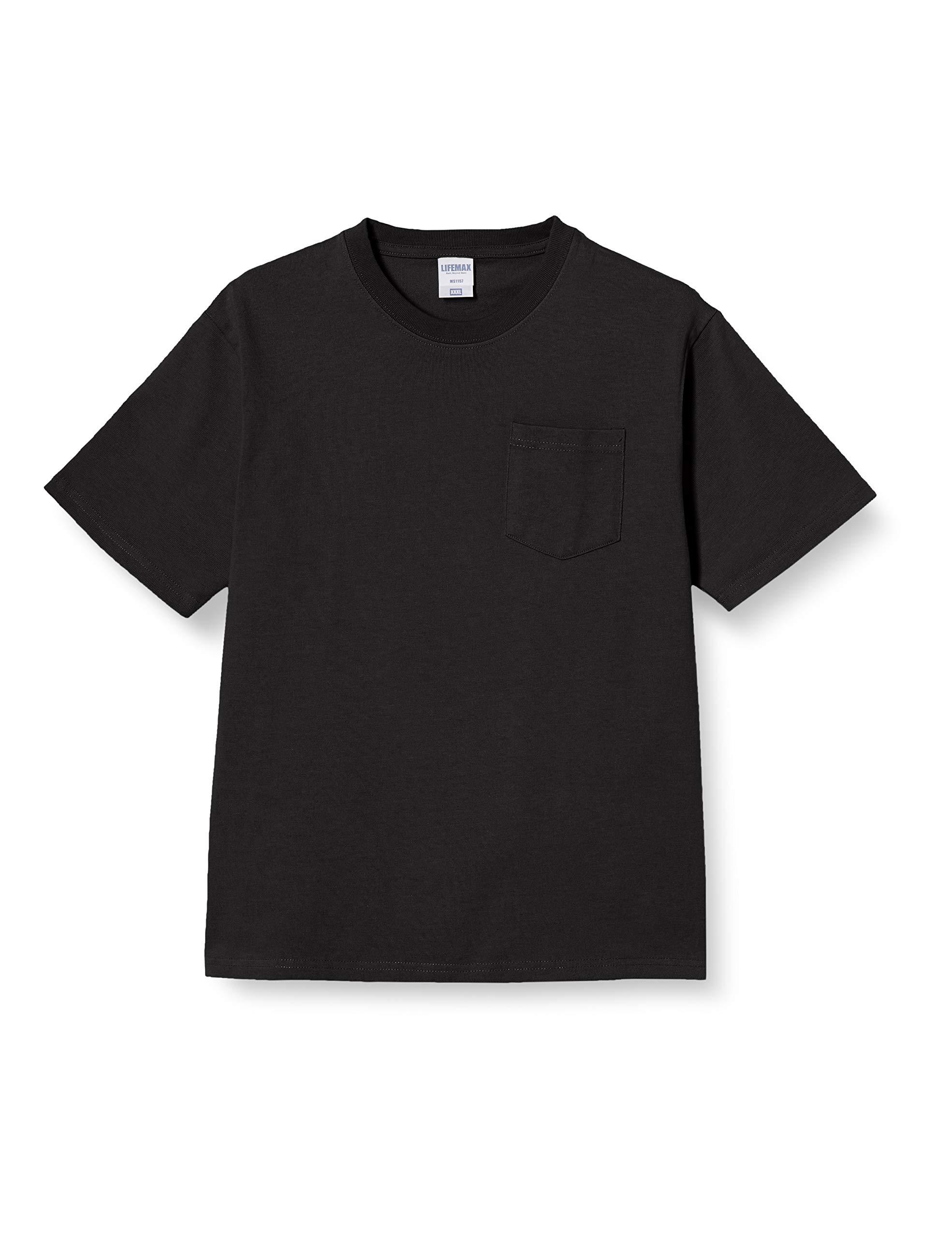 [LifeMax] Super Heavyweight T-Shirt with Pocket 10.2oz Pocket Super Heavyweight T-Shirt MS1157 Black