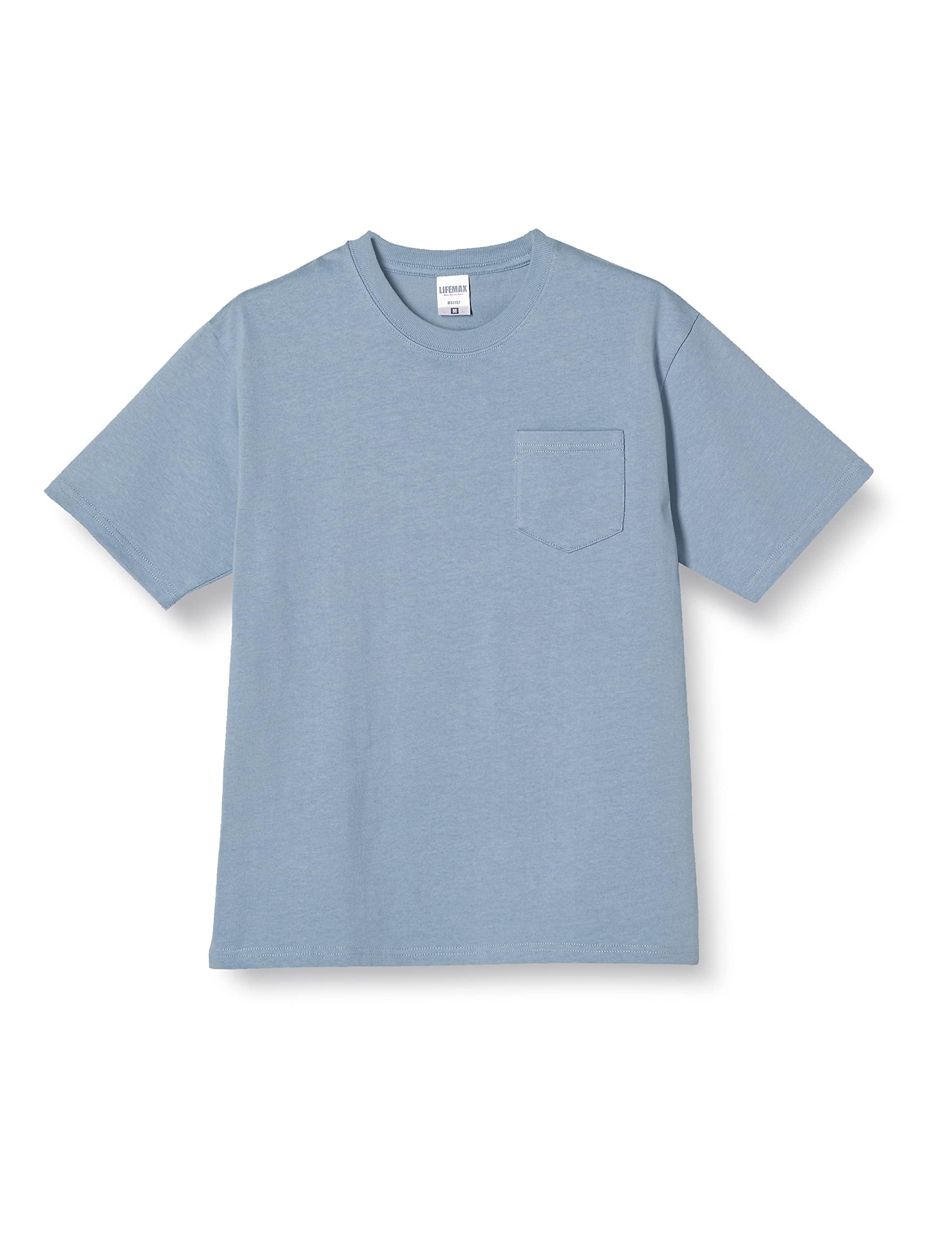 [LifeMax] Extra Heavyweight T-Shirt 10.2oz with Pocket Super Heavyweight T-Shirt MS1157 Smoky Blue L