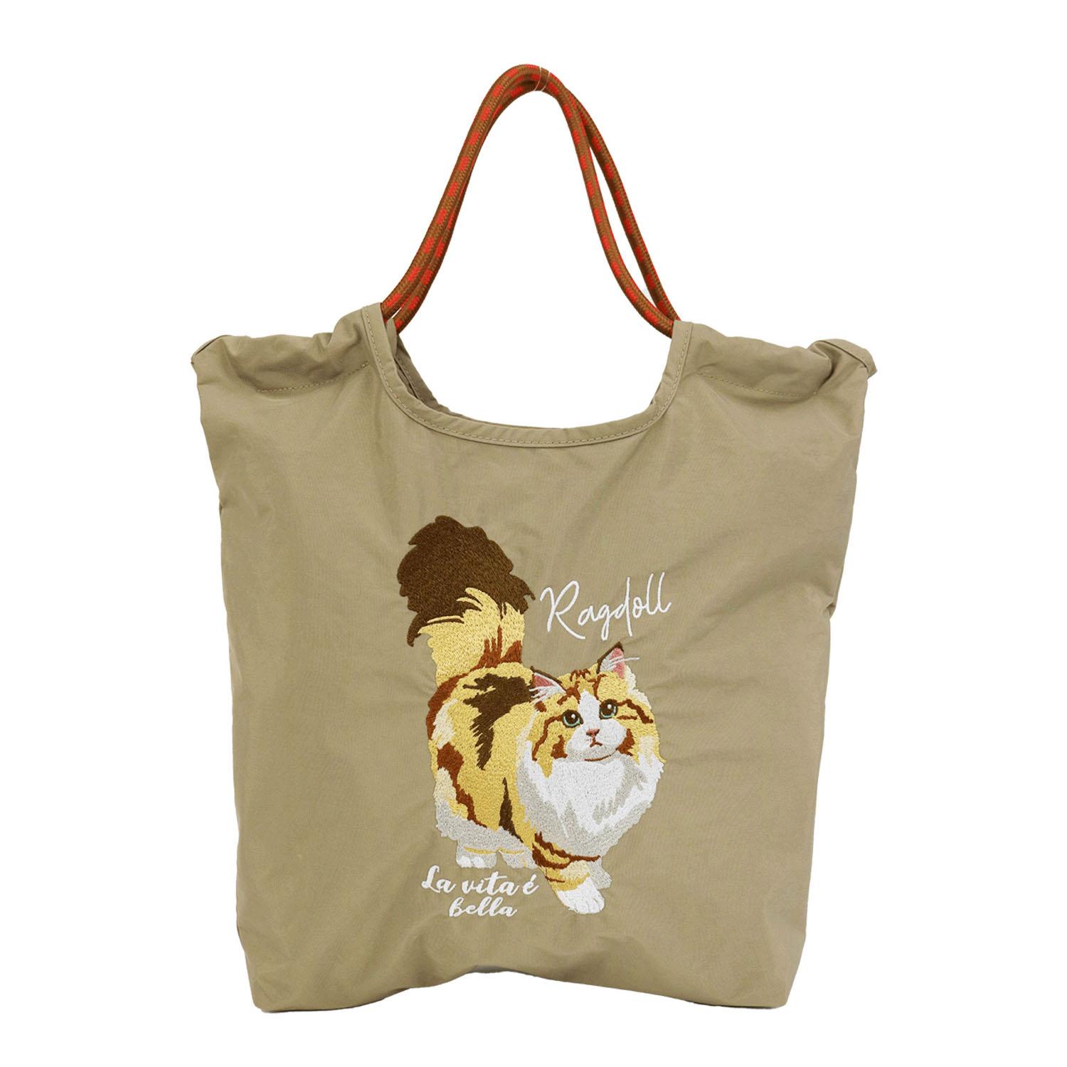 Animal Embroidered Tote Bag: Ragdoll