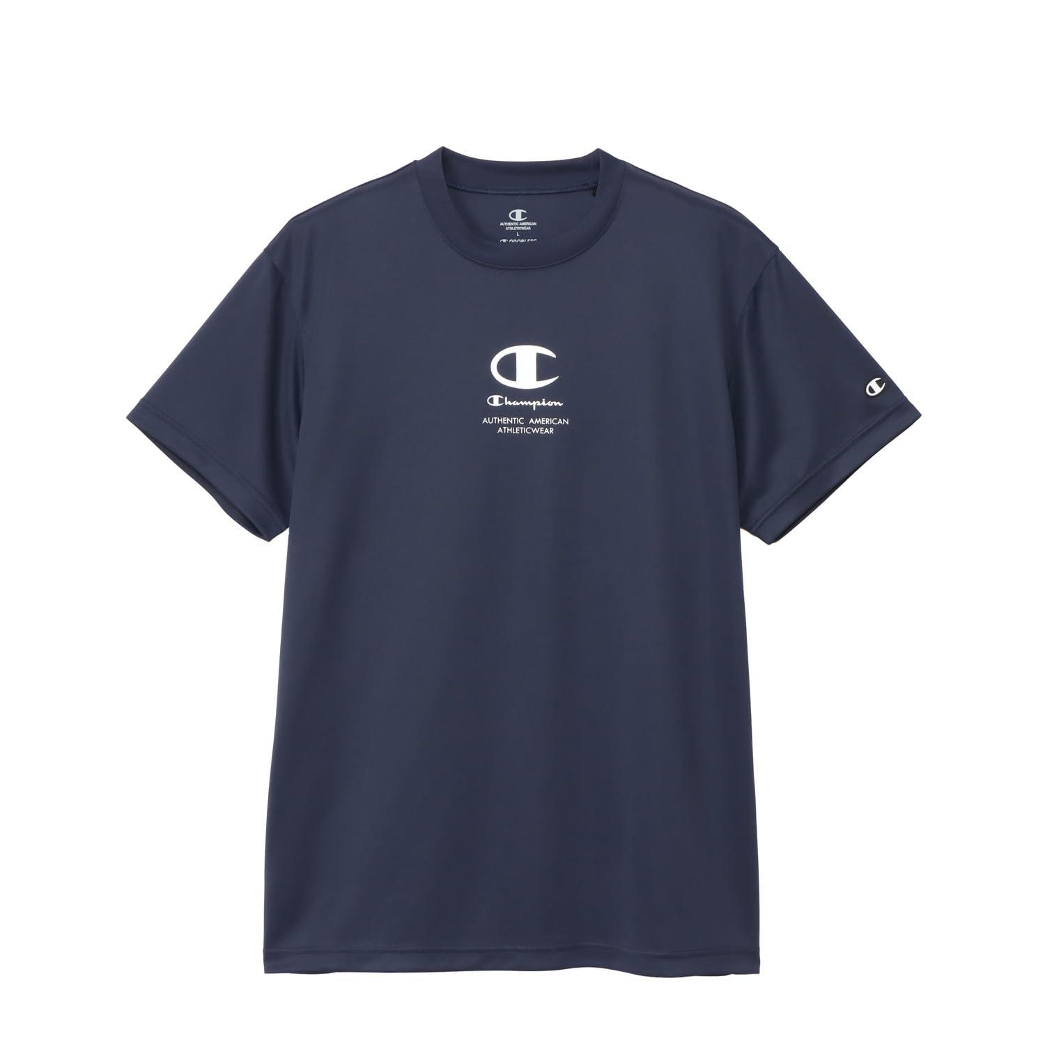[Champion] Short Sleeve T-Shirt Crew Neck Antibacterial Odor Control High Breathability Quick-Dry Script Logo Rubber Print SHORT SLEEVE T-SHIRT C3-BV305 Men's Navy