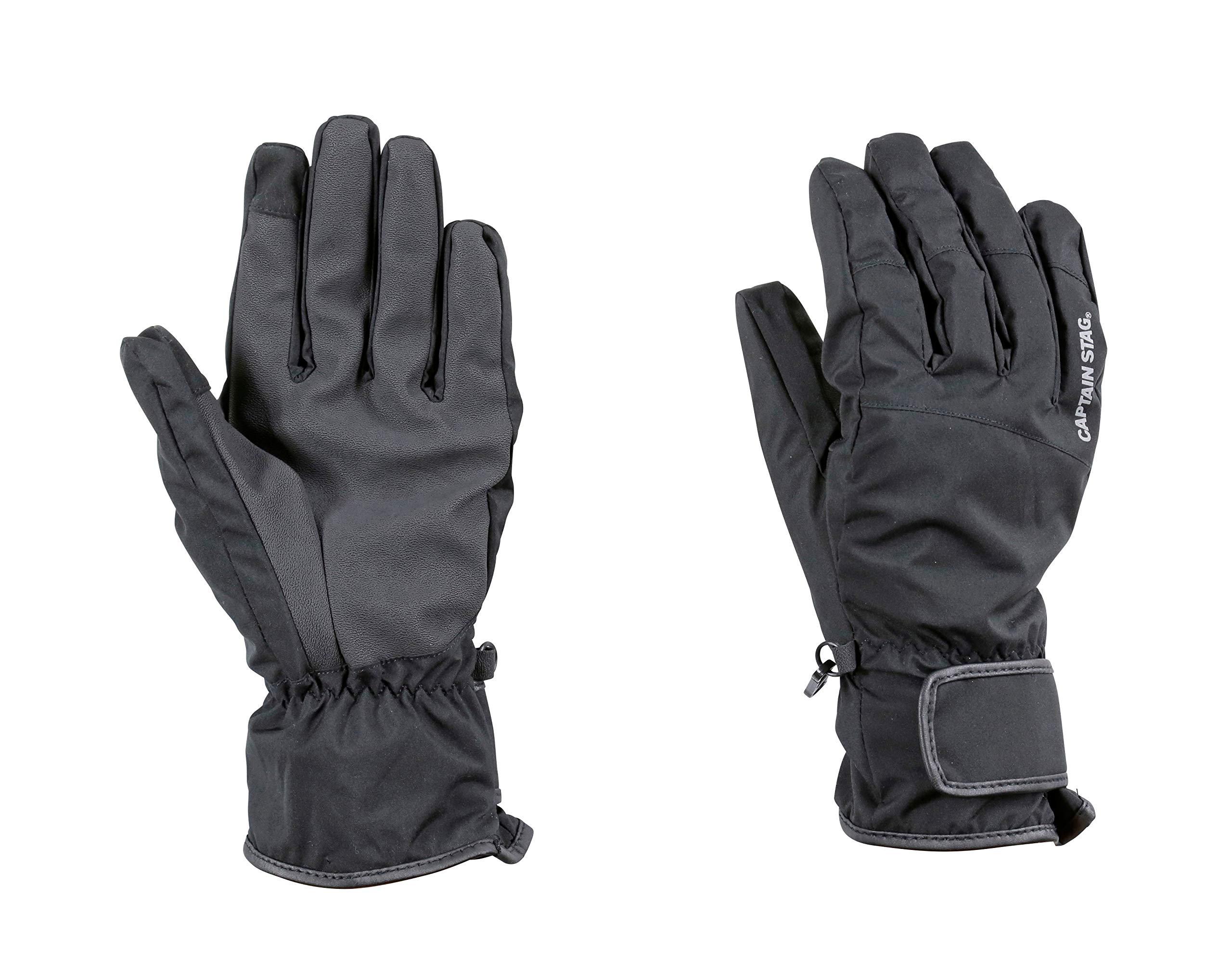 CAPTAIN STAG Gloves Windproof Water-Repellent Cold-Resistant Stretch Gloves Smartphone Compatible Water Pressure Resistance 10000mm Moisture Permeability 5000g/㎡・24h Men's L Size Black UX-1055