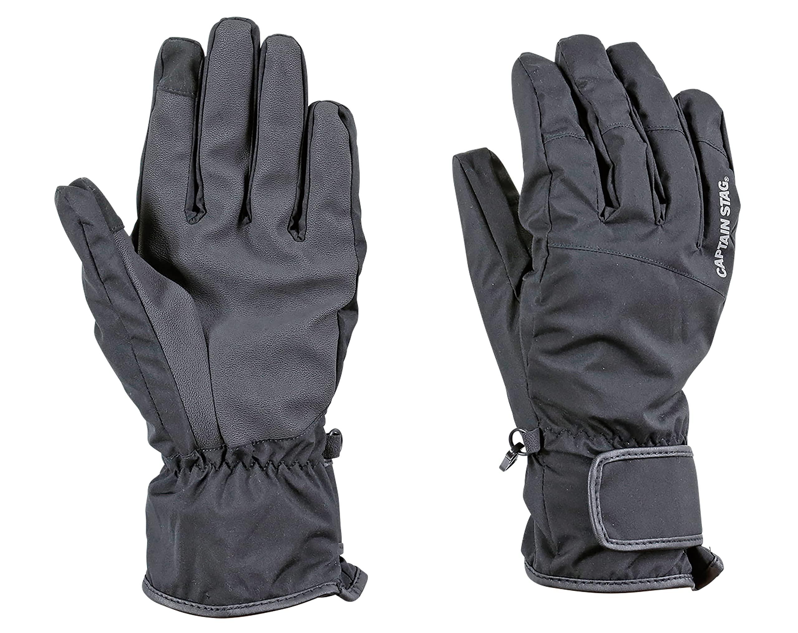 CAPTAIN STAG Gloves Windproof Water-Repellent Cold-Resistant Stretch Gloves Smartphone Compatible Water Pressure Resistance 10000mm Moisture Permeability 5000g/㎡・24h Men's Size S Black UX-1188