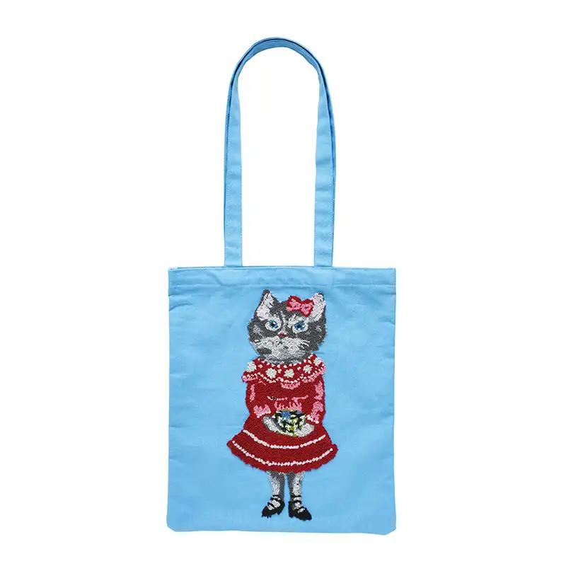 Nathalie Lete Fluffy Rectangle Tote Bag Gray Cat/511042