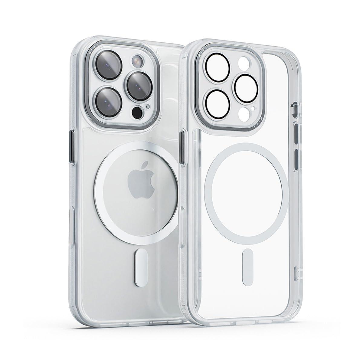 miak iPhone 16 Pro Case Lens Guard Integrated MagSafe Compatible Clear Case [Camera Lens Protection Aluminum Alloy Camera Frame & Buttons Shock Absorption Air Cushion Impact Resistant Dustproof Polycarbonate Back TPU Bezel] iPhone Protective Cover MA27202i16PR Smoky Clear