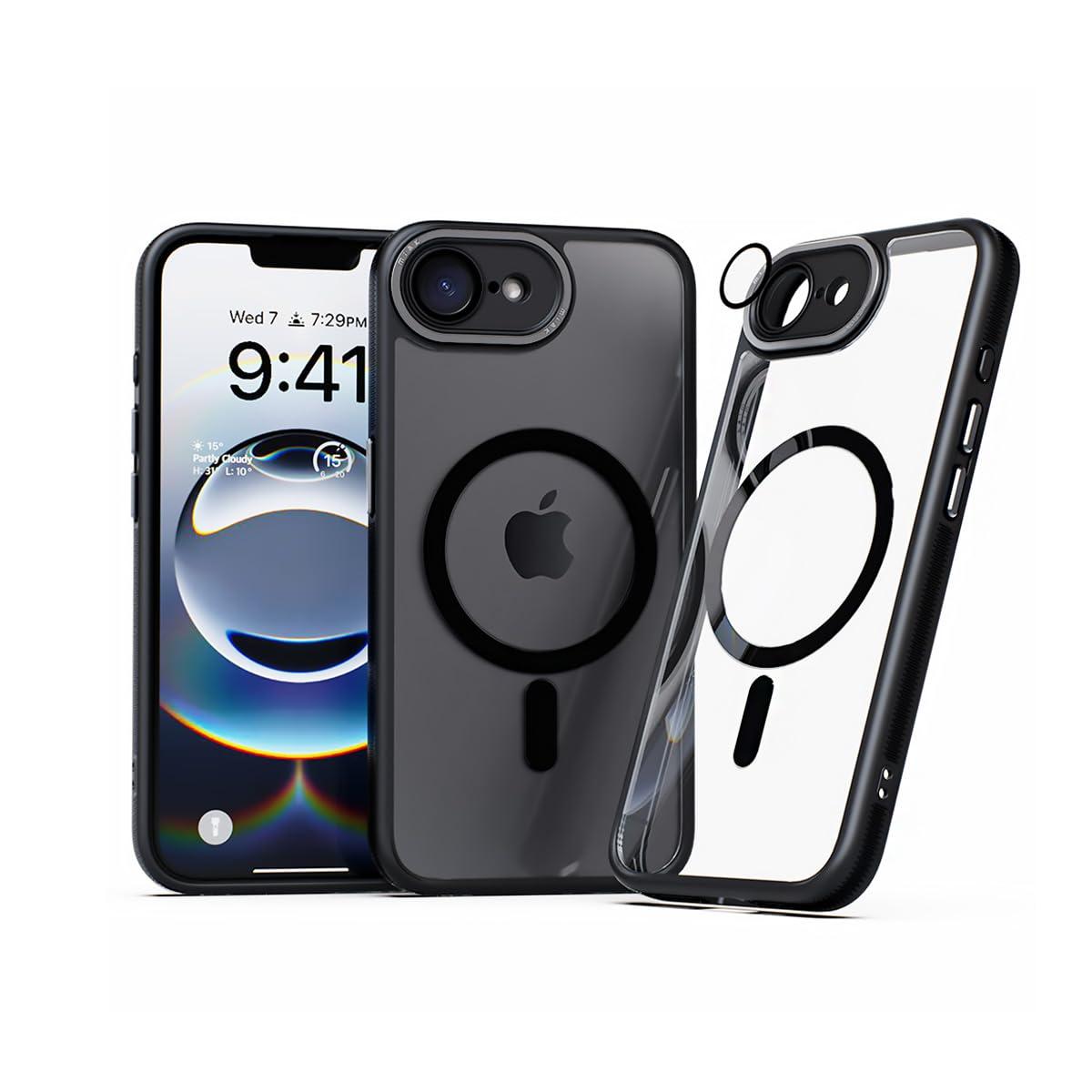 miak Lens Guard Integrated MagSafe Compatible Clear Case for iPhone 16e Black MA27595i16E