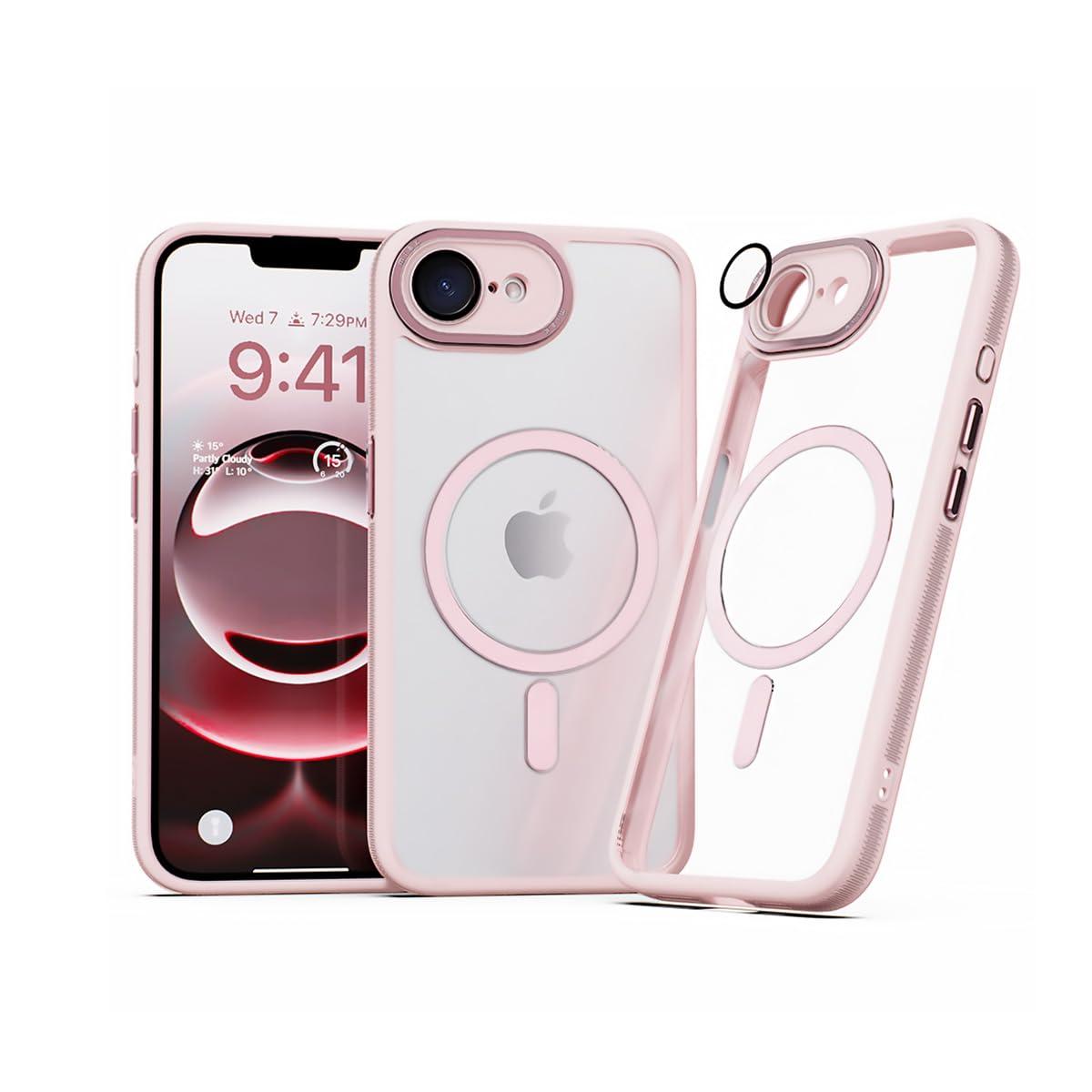 miak Lens Guard Integrated MagSafe Compatible Clear Case for iPhone 16e Pink MA27596i16E