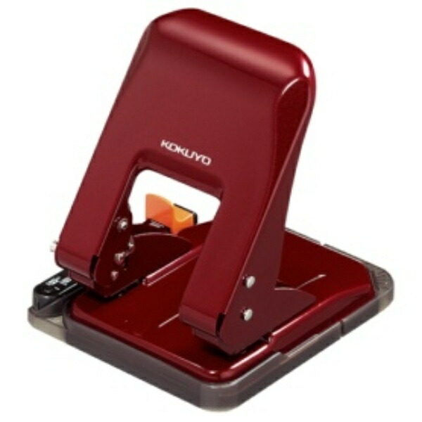 KOKUYO 2-Hole Punch with Paper Size Guide, 37 Sheets, Red PN-G37R