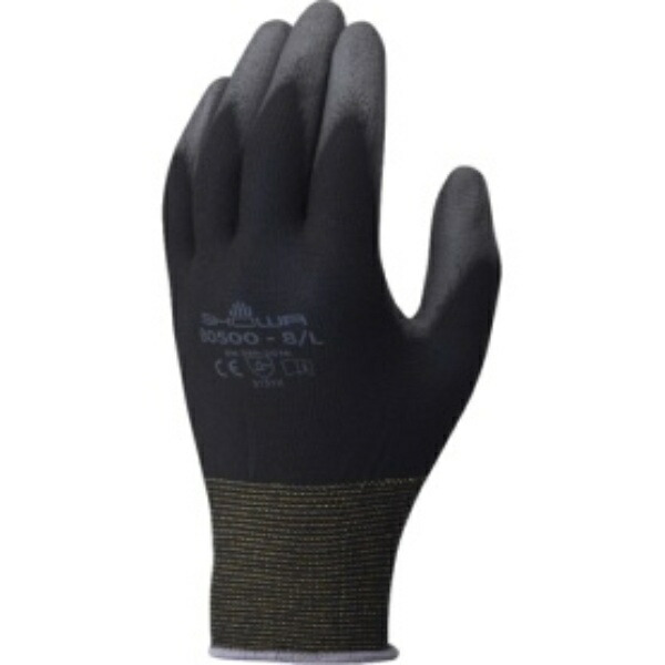 Showa Glove Palm Fit Gloves, Black, Size S, 10 Pairs