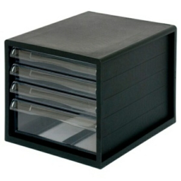 Nakabayashi A4 Letter Case 4-Tier (3 Shallow + 1 Deep) Black A4E-04B