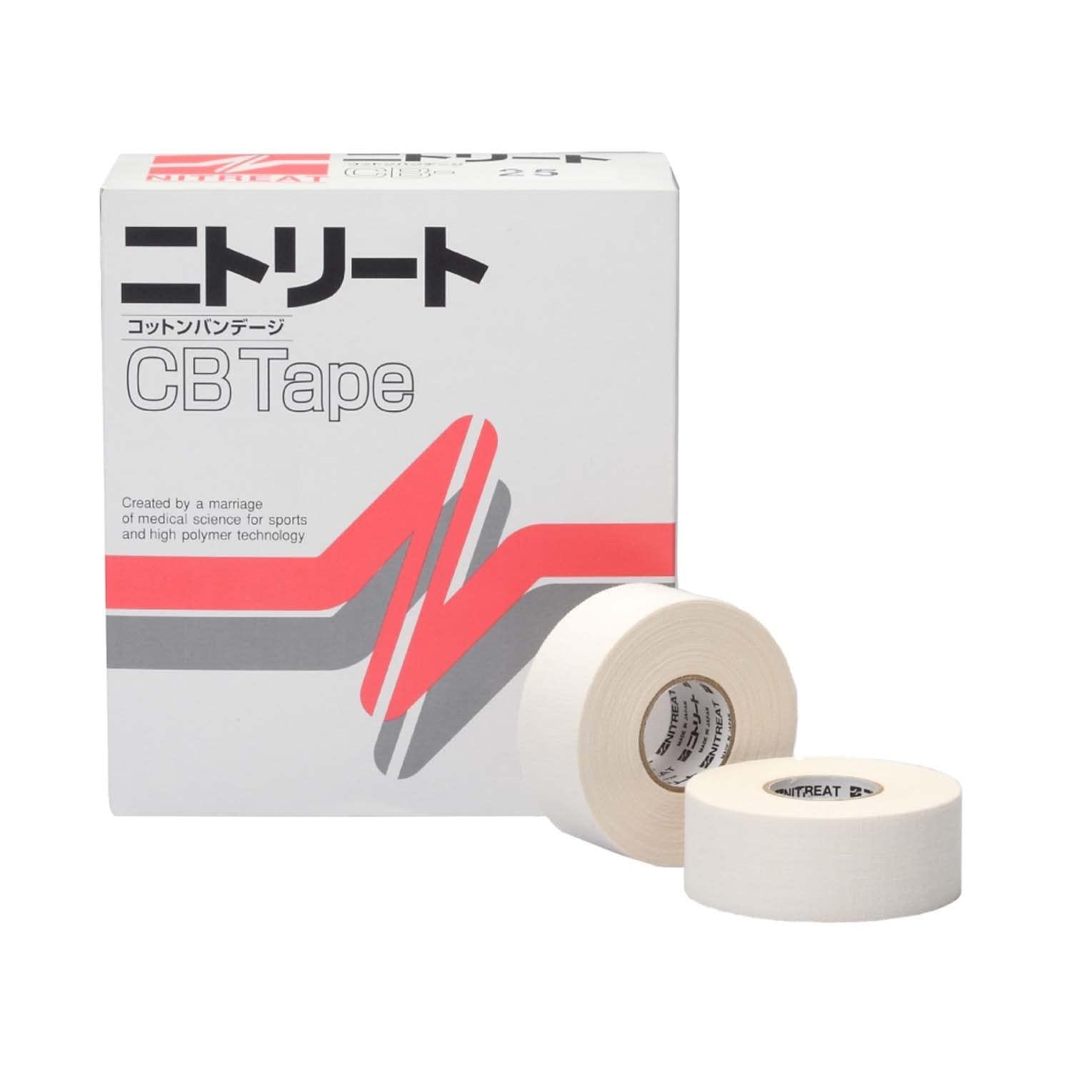 NITOMS NITRITE CB Tape Sports Tape Multi-Roll Pack Hand-Cutable Non-Stretch Securely Stabilizes Joints Injury Prevention Resistant to Peeling White Width 25mm x Length 12m [12 Rolls] CB-25