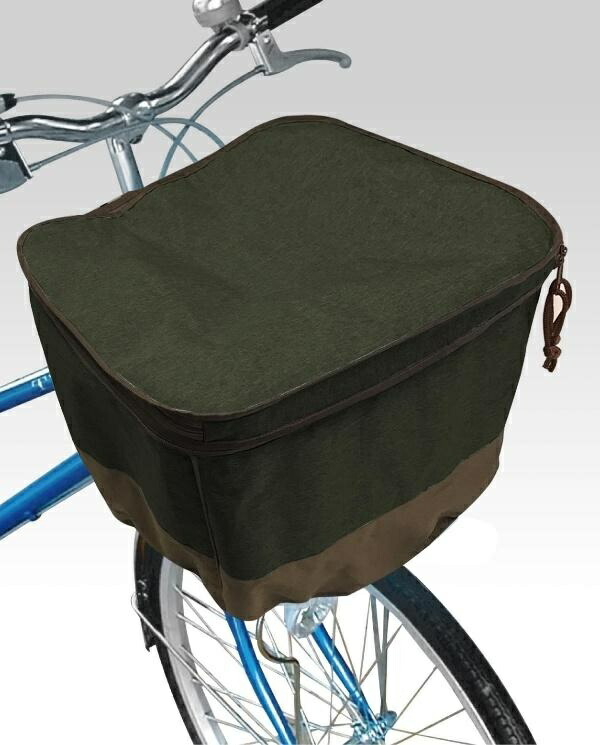 Top Two-Tier Large Front Basket Cover with Approximately 18cm Extension Olive (Recommended Size Guide: Basket Top Outer Circumference 134~139cm) Bicycle