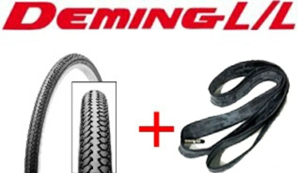 Shinko Deming L/L [SR078] Tire and Tube Pair (with Flap) Black 24x1-3/8