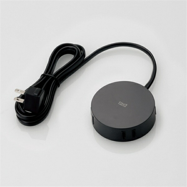 ELECOM Power Strip - Decorative Interior Design roo't Round 4-Outlet 1.5m Black AVT-D4-2415BK