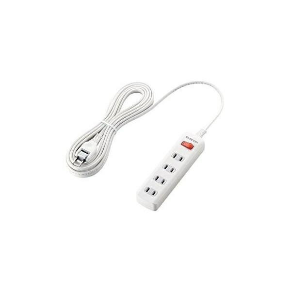 ELECOM Power Strip with Surge Protector, Master Switch, Swing Plugs, 4 Outlets, 5m, White T-K3A-2450WH