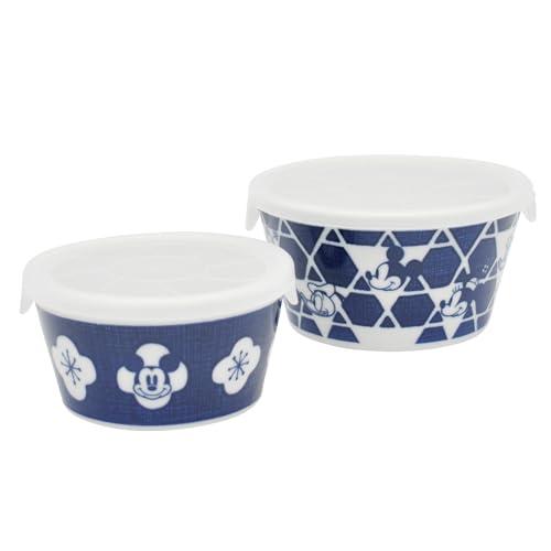 Disney Mickey Mouse & Friends Storage Container Microwave Pack Canister with Lid 2-Piece Set Approx. 300ml Approx. 600ml Microwave Safe Dishwasher Safe Nihon Style Tableware Miscellaneous Goods Made in Japan 3308-01