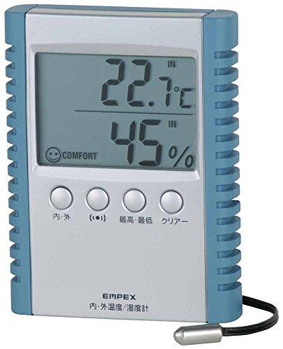 Empex Weather Station Thermometer & Hygrometer Silver (Approx.) H9.8 × W7.5 × D1.8 cm