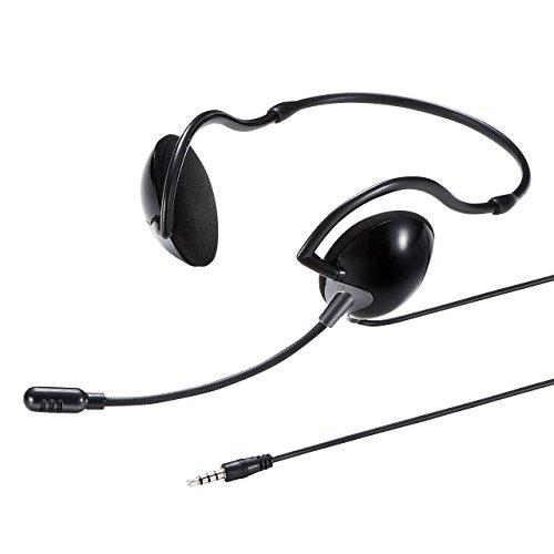 Sanwa Supply Headset 3.5mm Mini Plug (4-Pole) Dual Ear Neckband Type Black MM-HS403BK