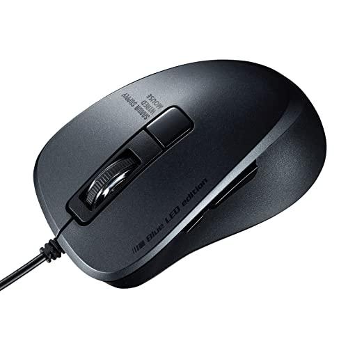 Sanwa Supply Wired Type-C Blue LED Mouse (5-Button, Silent Type) MA-BLC156BK