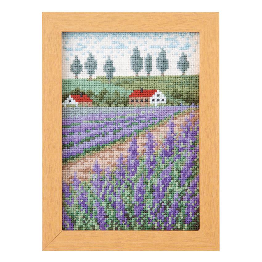 Olympus Thred Embroidery Kit Cross Stitch Kit July: Lavender Field 20cm x 15cm 7547
