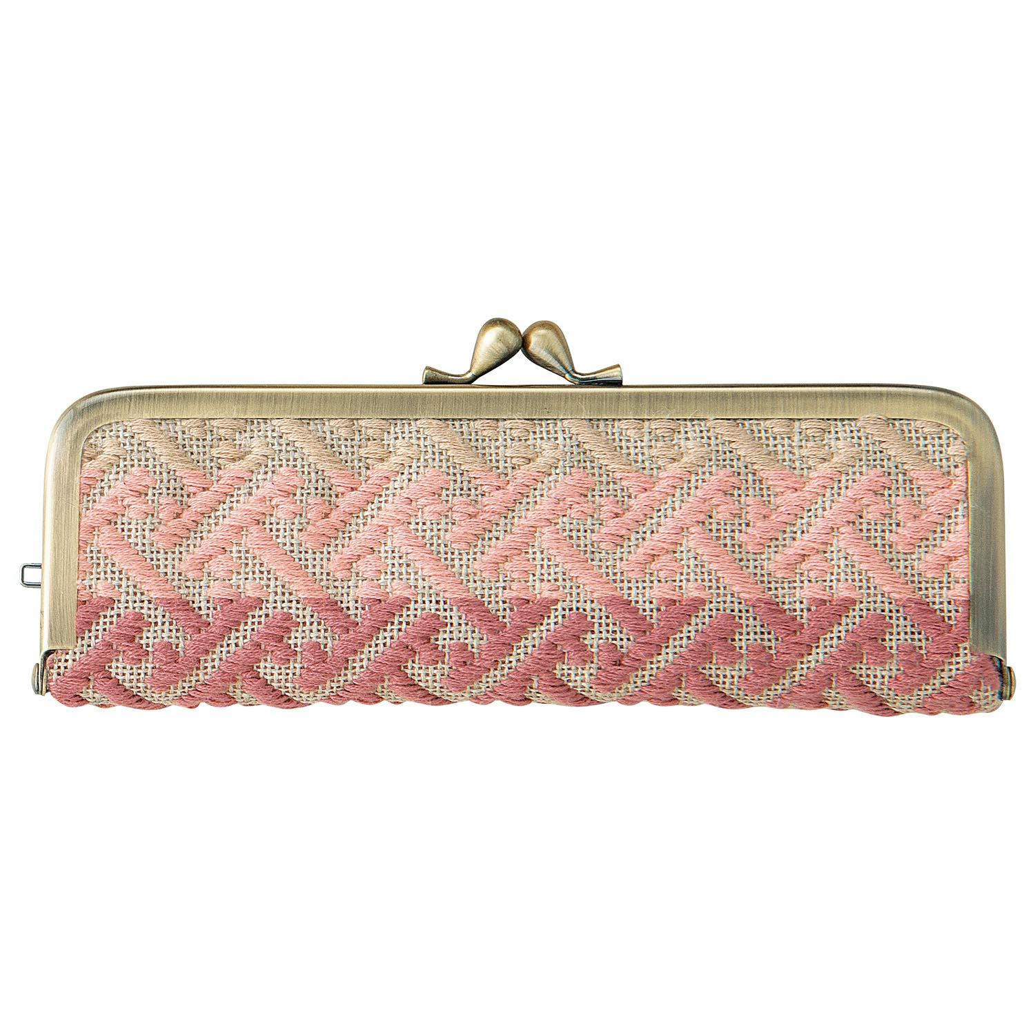 Olimpas Silk Kogin Embroidery Kit Professional-grade finish made easy with this drawstring pouch kit Sashiko Pattern × Pen Case G79