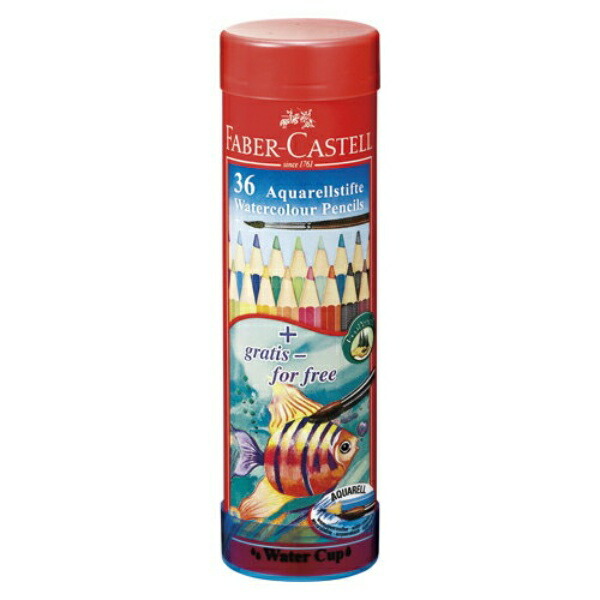 FABER-CASTELL Watercolor Pencils Round Tin 36-Color Set TFC-115936