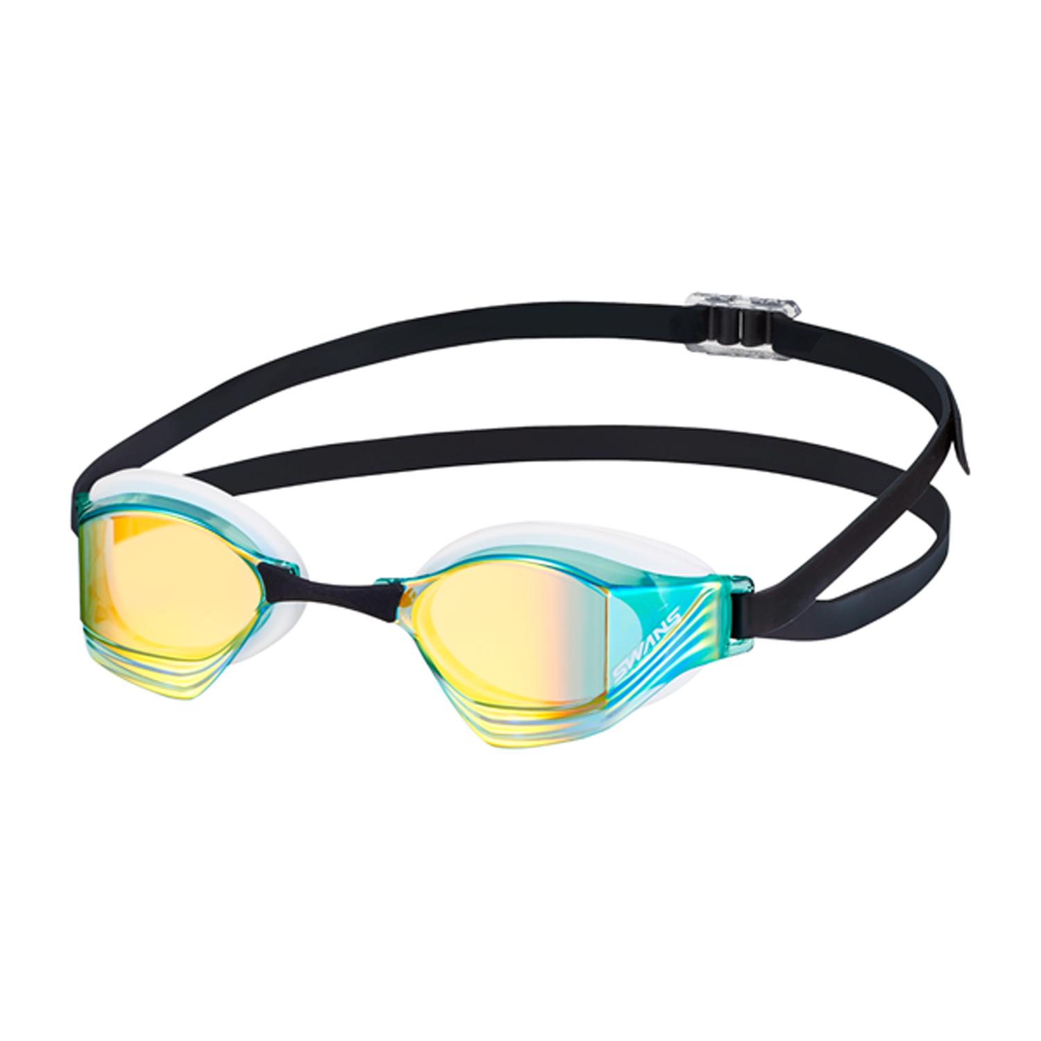 [Swans] Made in Japan Swimming Goggles VEGA VEGA-M re α G/OR Green × Flash Orange Mirror Racing Competition Mirror Lens Anti-Fog Cushion World Aquatics Approved