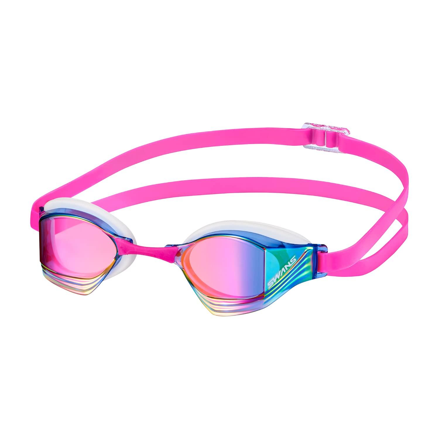 [Swans] Made in Japan Swimming Goggles VEGA VEGA-M re α NAVRU Navy × Flash Ruby Mirror Racing Competition Mirror Lens Anti-Fog Cushion Included World Aquatics Approved