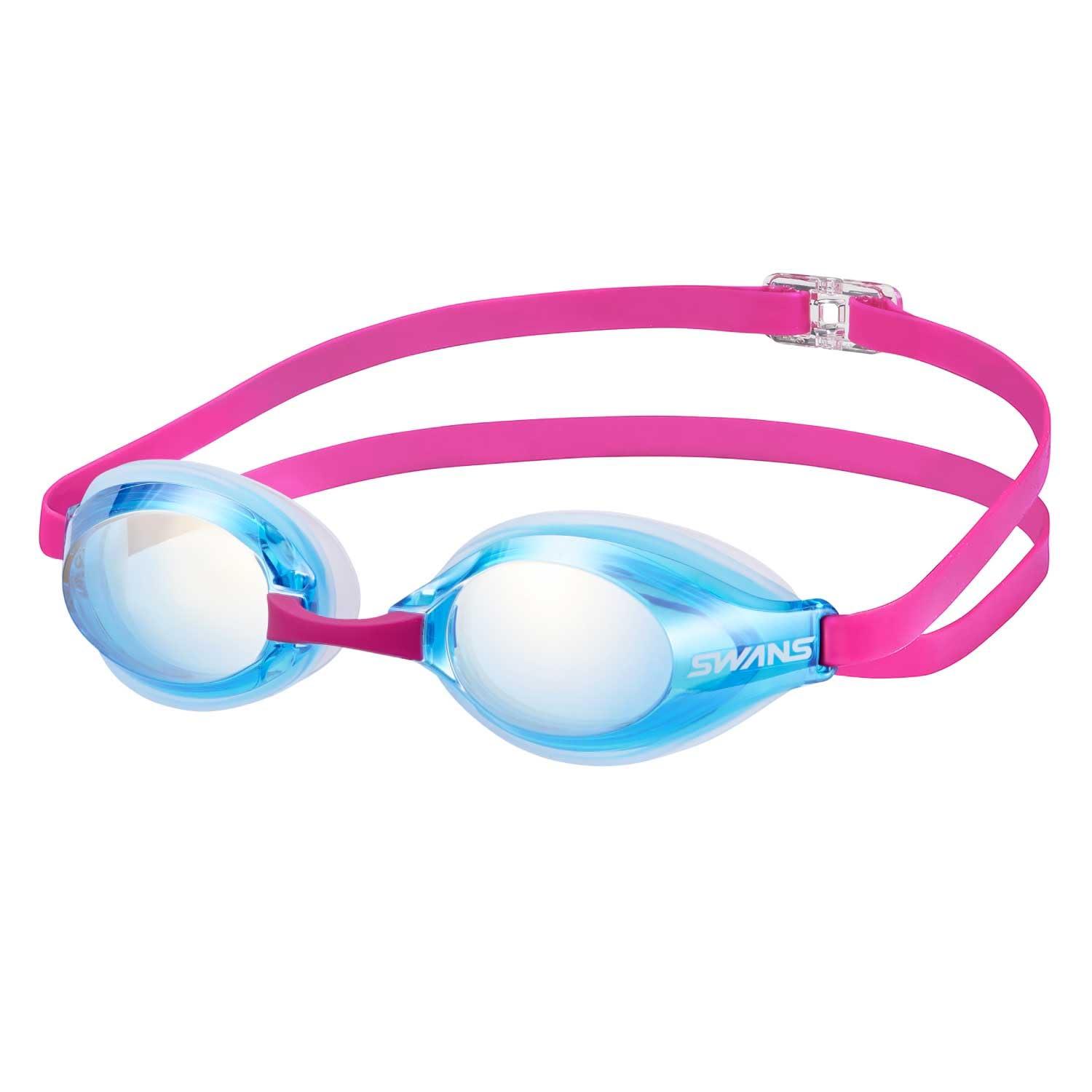 [Swans] Made in Japan Swimming Goggles AQUALIGHTNING SR-3Mre SBPBR Aqua Blue × Pastel Brown Mirror Anti-Fog Cushioned Racing WORLD AQUATICS Approved Model