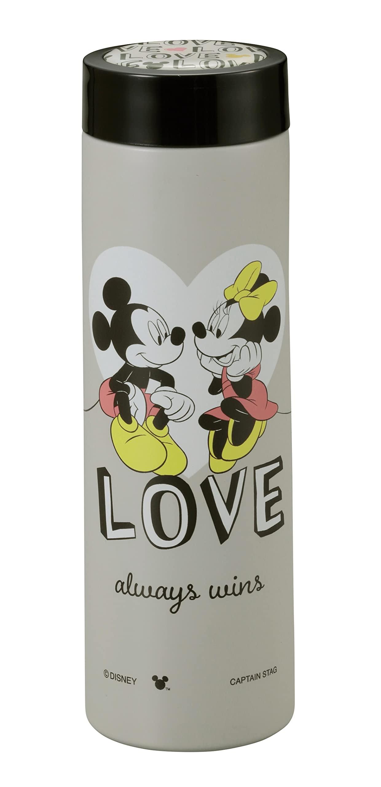 Pearl Metal Water Bottle Disney Smart Personal Bottle 300ml Lightweight Vacuum Double-Wall Construction Insulated for Hot/Cold Mickey & Minnie/Love