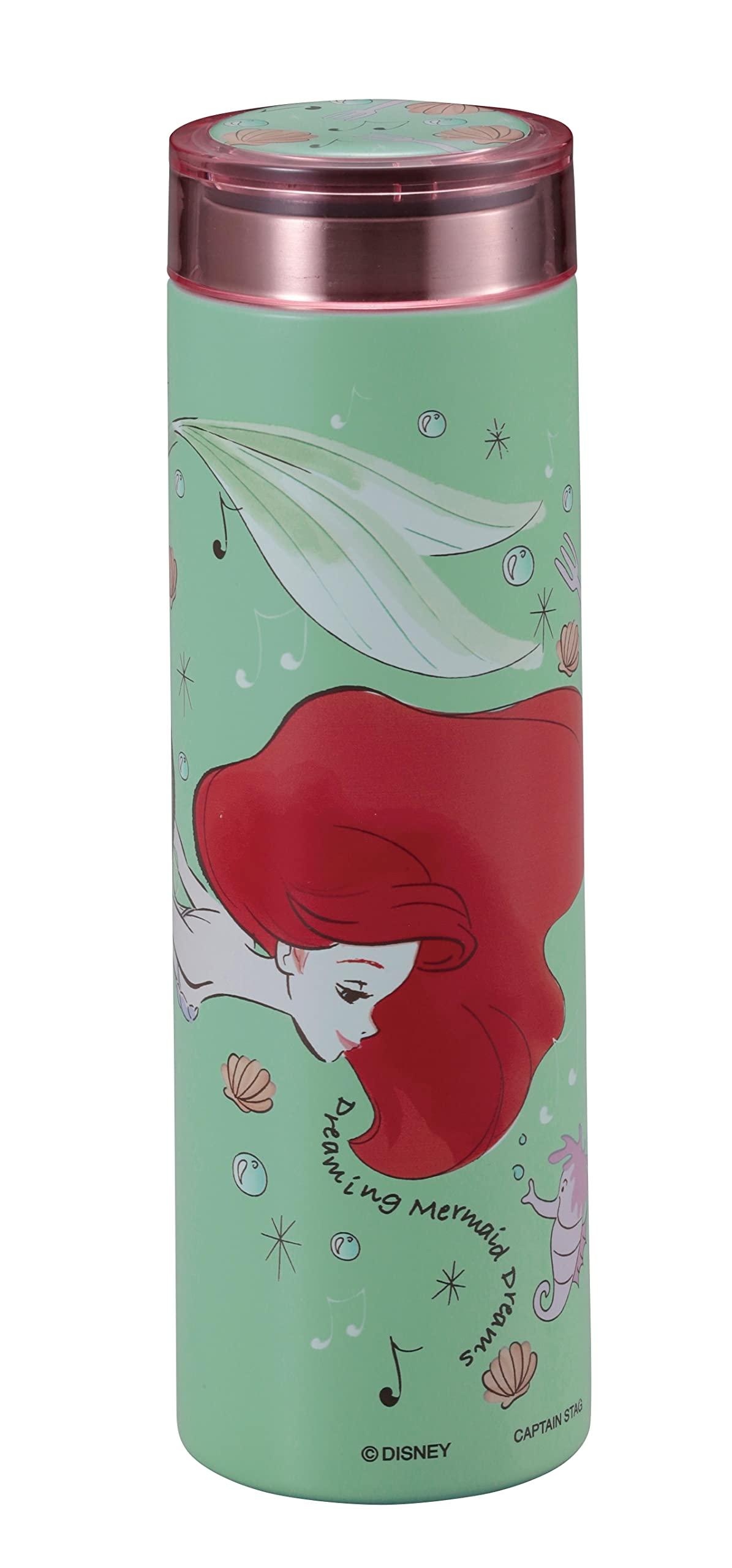 Pearl Metal Water Bottle Disney Smart Personal Bottle 300ml Lightweight Vacuum Double-Wall Construction Insulated for Hot/Cold The Little Mermaid/Dream