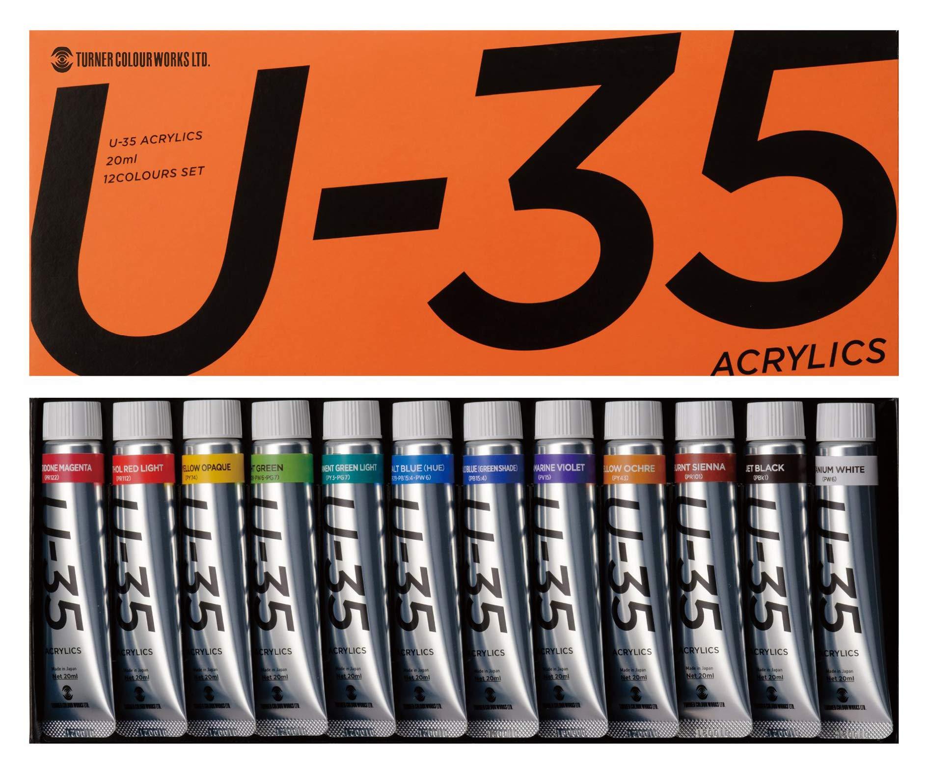 Turner Color Acrylic Paint U-35 Heavy Body Type 12-Color Set UA02012C 20ml