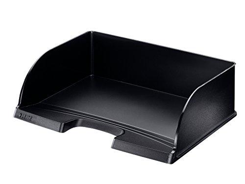 LEITZ Plus Letter Tray A4 Horizontal Jumbo 700-Sheet Capacity Document Organization, Document Storage, Small Item Storage, File Storage Desk Tray, Document Tray, Letter Case, Storage Box, File Case Desktop Letter Case, Office, School, Materials, Catalog, Pamphlet, Booklet, Magazine Black 5219-00-95