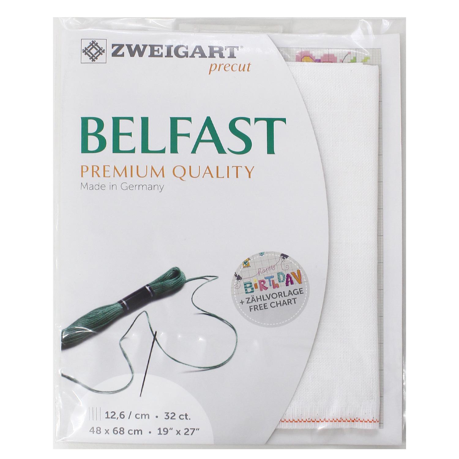 ZWEIGART Belfast Linen Embroidery Cloth 32CT Approx. 48×68cm White ZW3609P-100