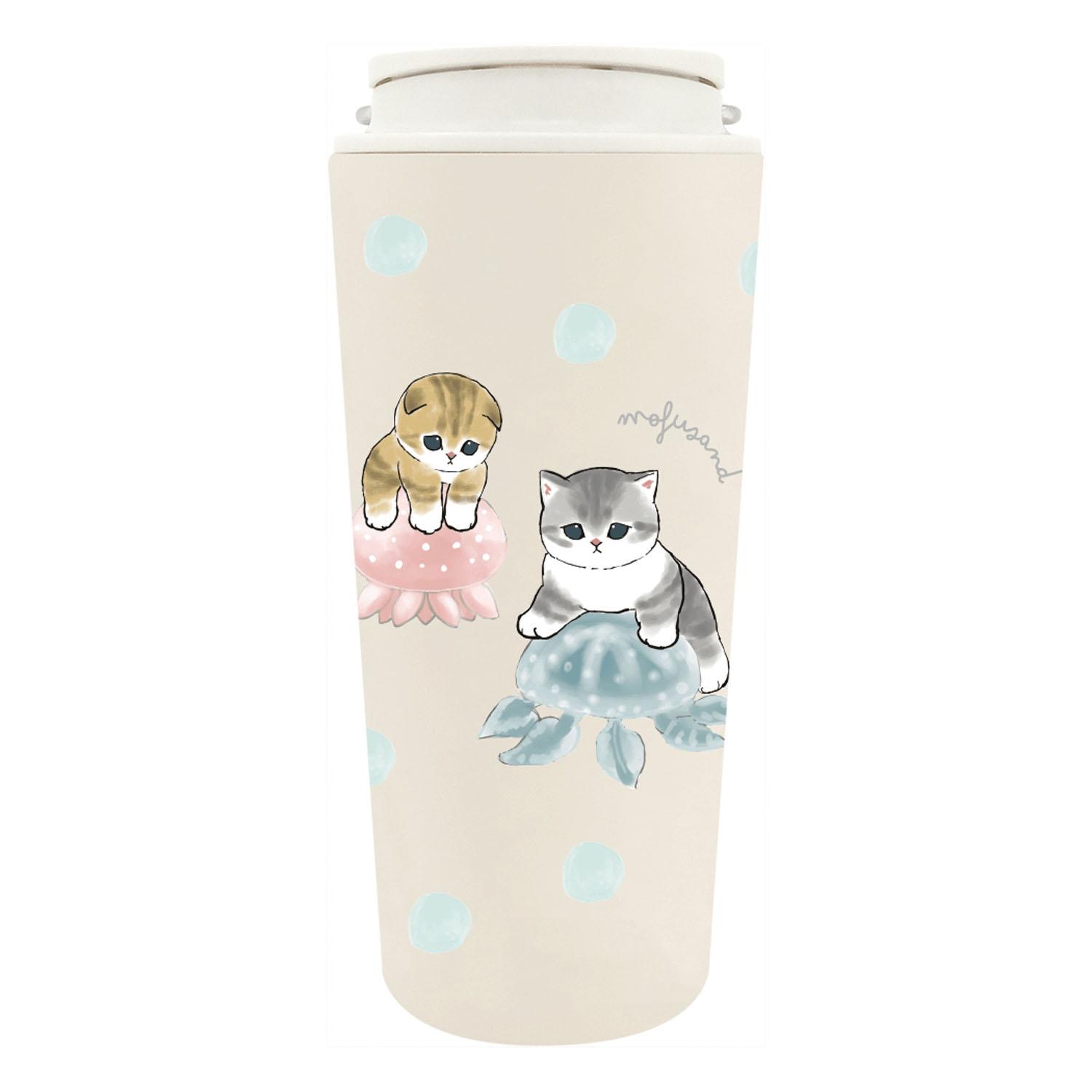 mofusand Vacuum Double-Wall Carry Tumbler 430ml Handle & Lid Included Mug Insulated for Hot & Cold Cute Cat Design 53-2184