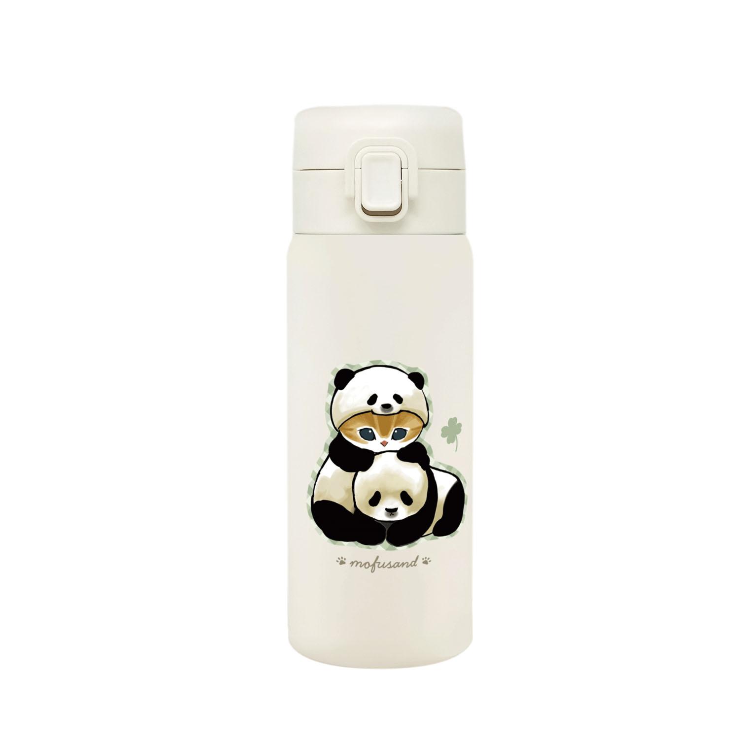 mofusand Vacuum Double-Wall Insulated Stainless Steel One-Push Bottle 350ml One-Touch Lock for Easy One-Hand Operation Water Bottle 53-2191