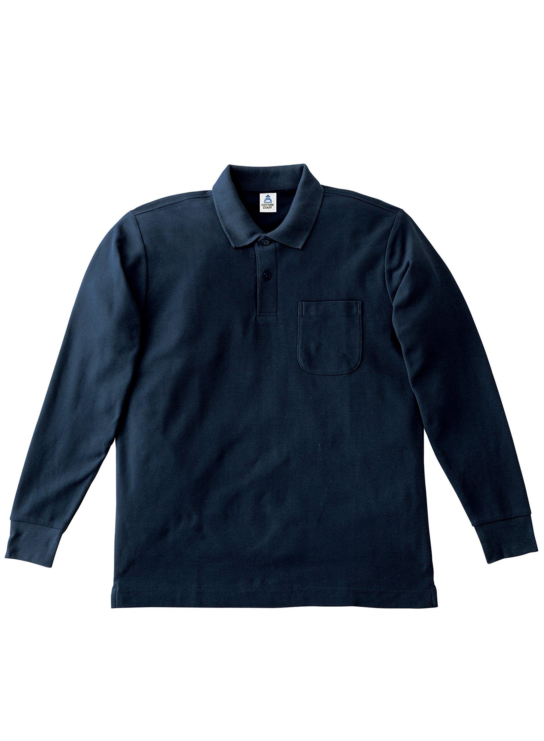 [LifeMax] Pocketed CVC Piqué Dry Long-Sleeve Polo Shirt MS3115 Men's Navy L (Equivalent to Japanese Size L)