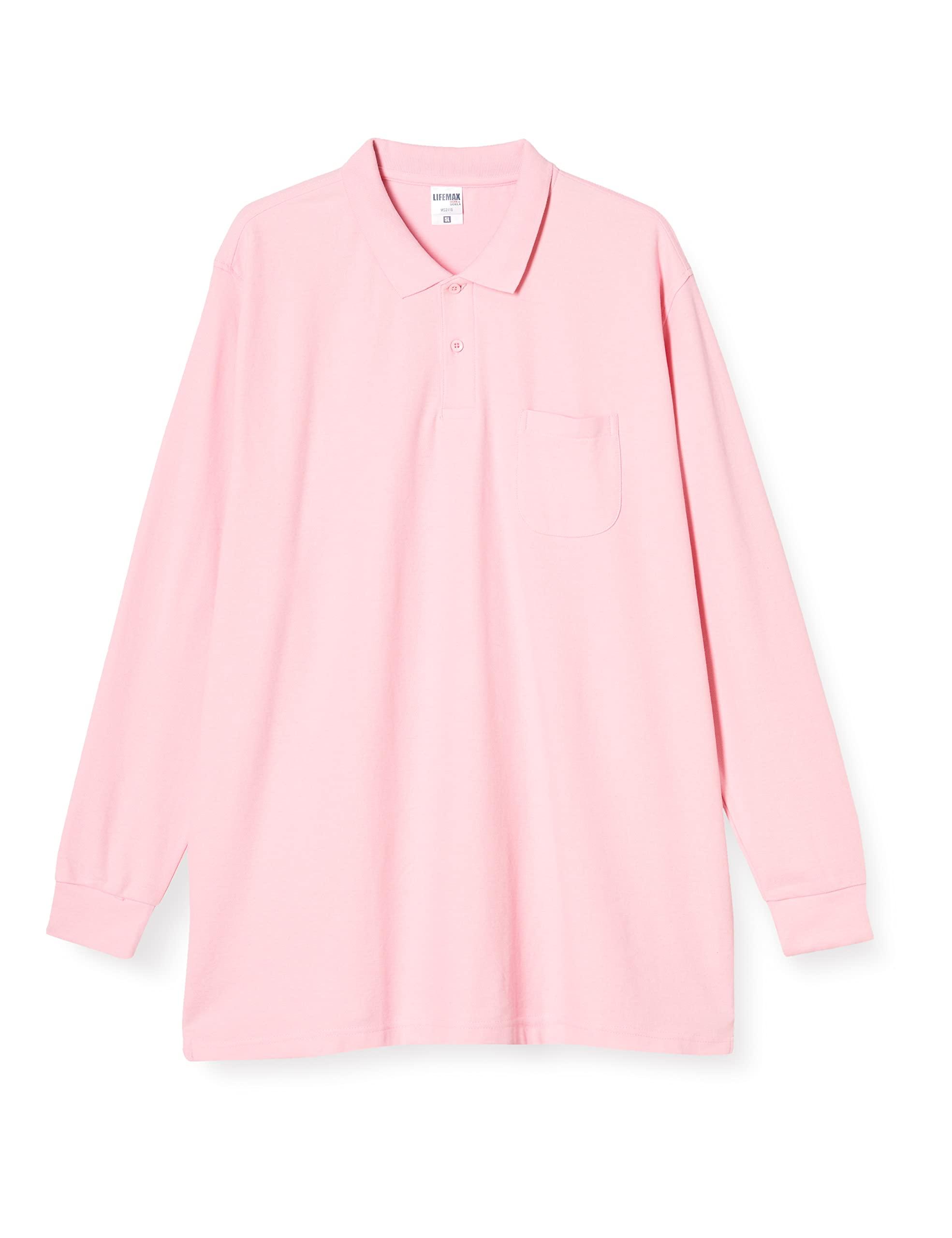 [LifeMax] Pocketed CVC Piqué Dry Long-Sleeve Polo Shirt MS3115 Men's Light Pink S-(Equivalent to Japanese Size S)