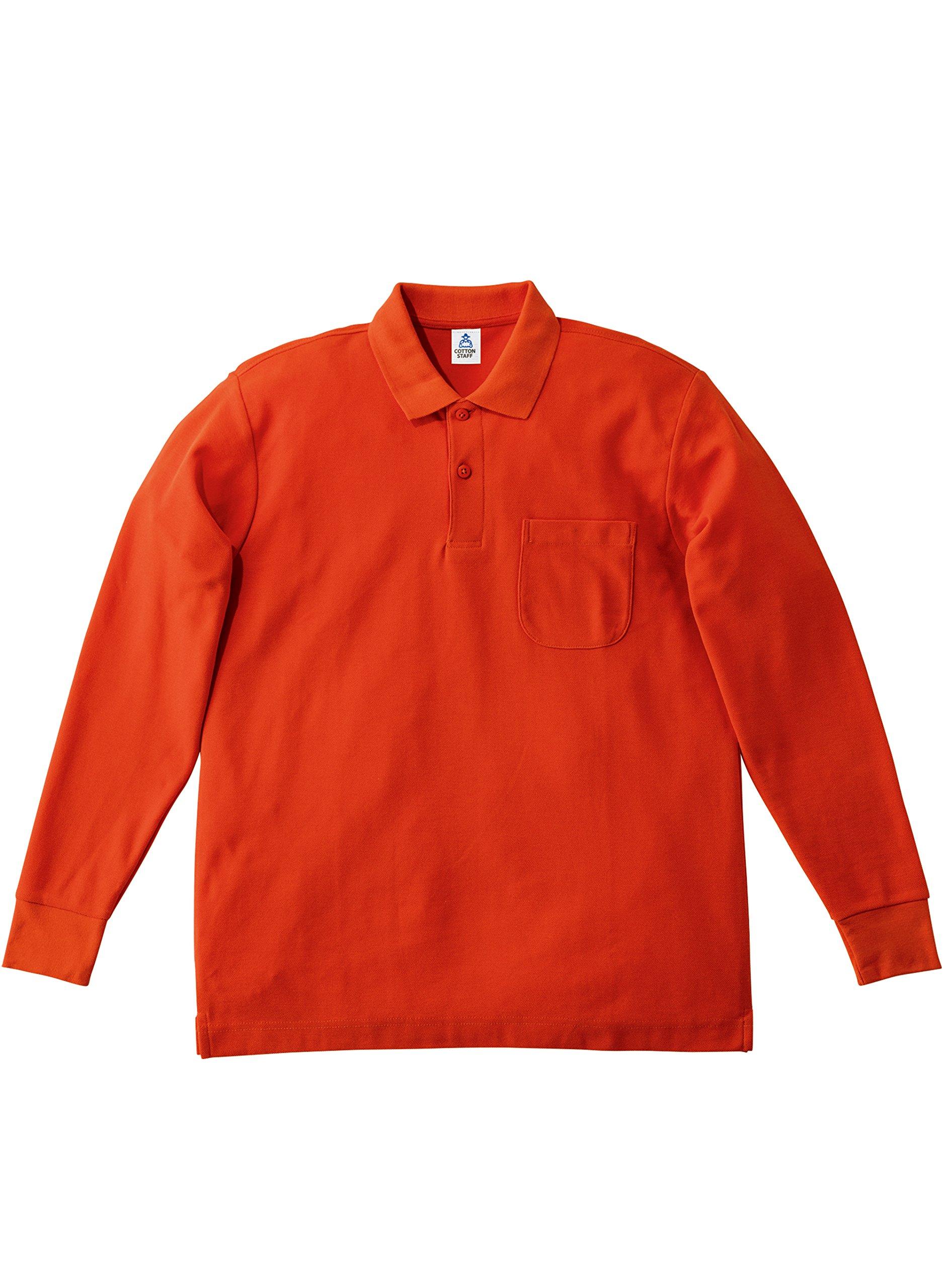 [LifeMax] Pocketed CVC Piqué Dry Long-Sleeve Polo Shirt MS3115 Men's Orange S-(Equivalent to Japanese Size S)