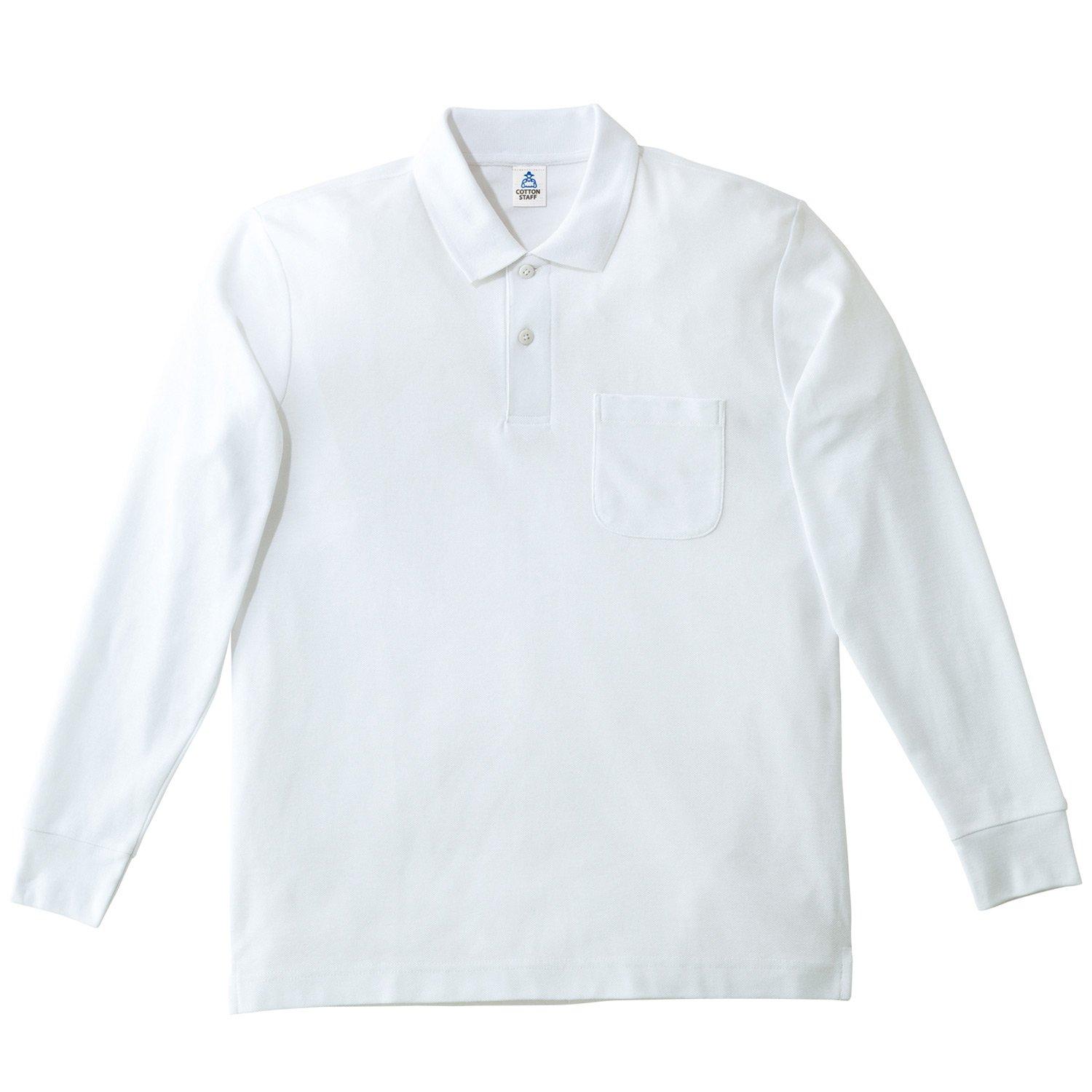 [LifeMax] Pocketed CVC Piqué Dry Long-Sleeve Polo Shirt MS3115 Men's White M-(Equivalent to Japanese Size M)