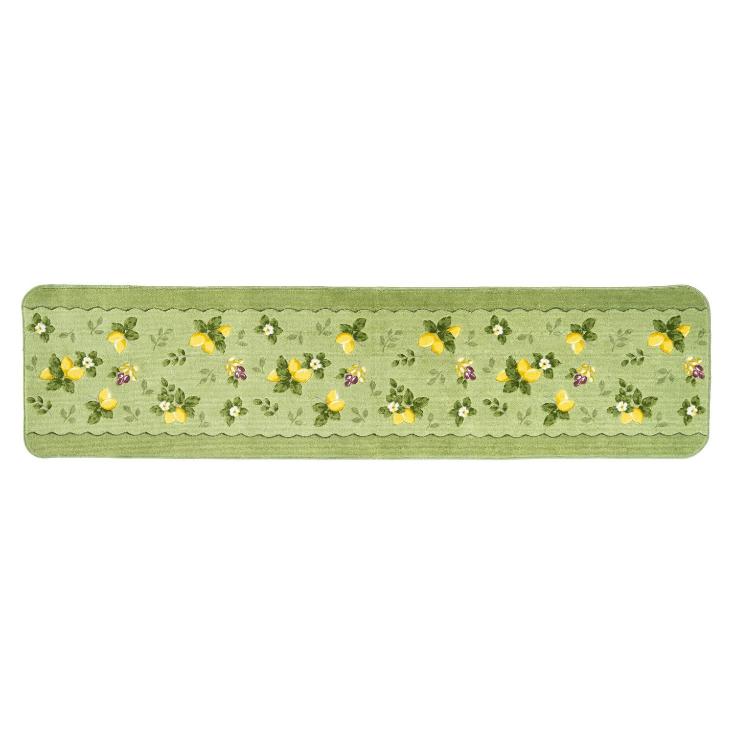 OKA Provence Ciel Kitchen Mat Approx. 45 x 180 cm Green Made in Japan Antibacterial Deodorant Treatment Non-Slip Washable Kitchen Mat 180
