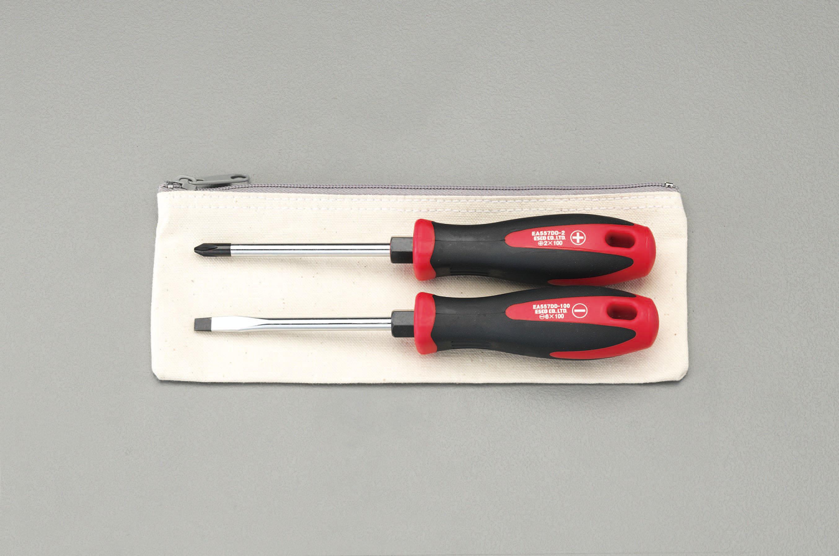 ESCO 2-Piece Set [+-] Screwdriver (with hex socket) EA557DD-10