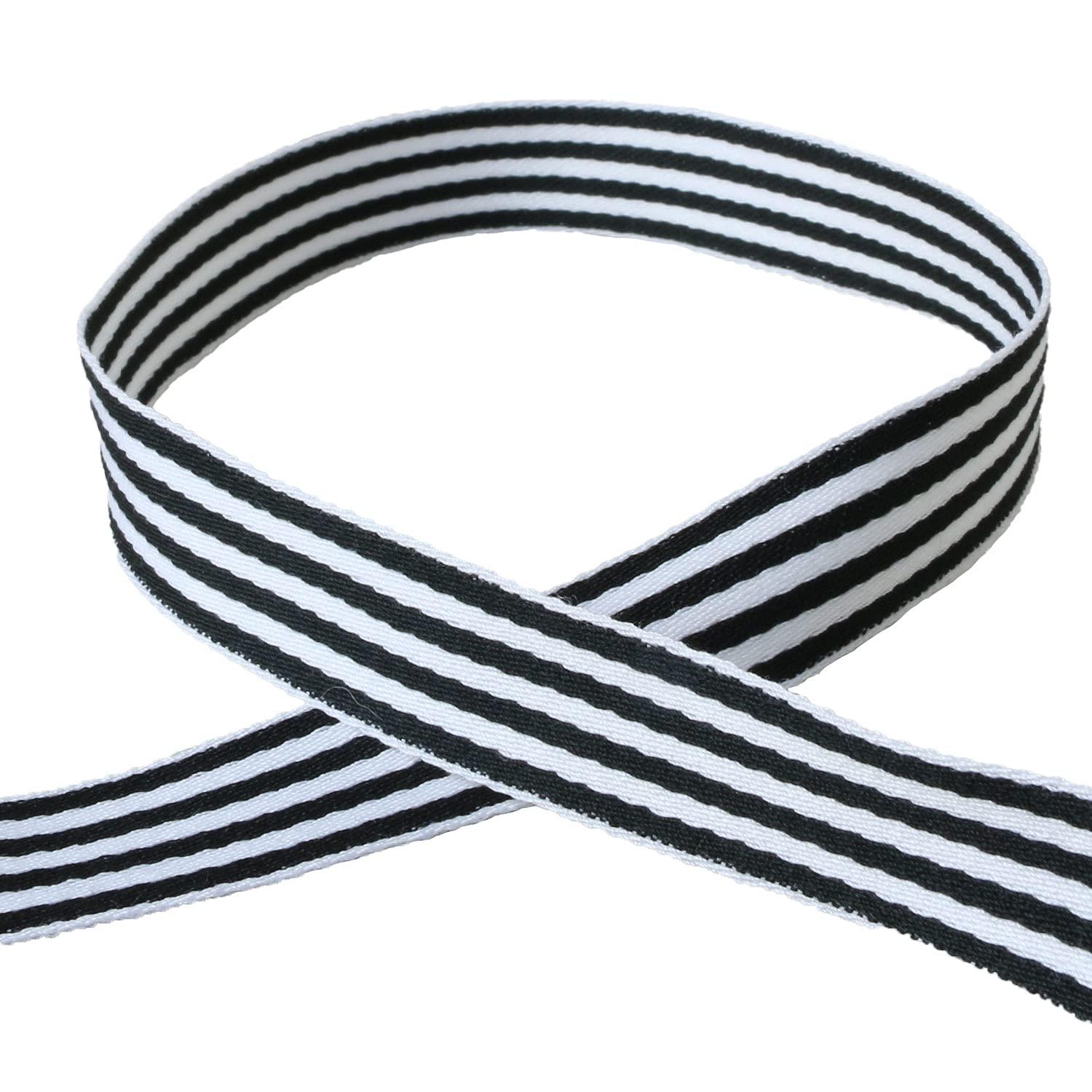 Konishi Ribbon Fancy Stripe Ribbon 15mm Width × 10m Roll Black KR3003-15-25