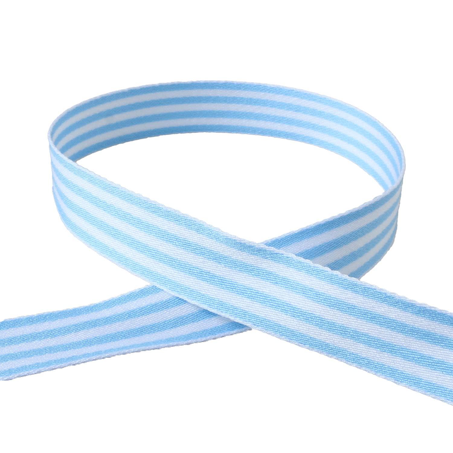 Konishi Ribbon Fancy Stripe Ribbon 15mm Width × 10m Roll Light Blue KR3003-15-62
