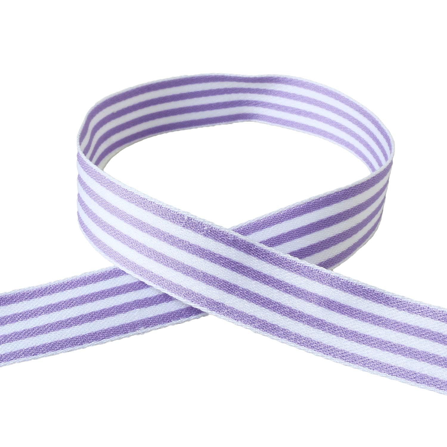 Konishi Ribbon Fancy Stripe Ribbon 15mm Width × 10m Roll Purple KR3003-15-64