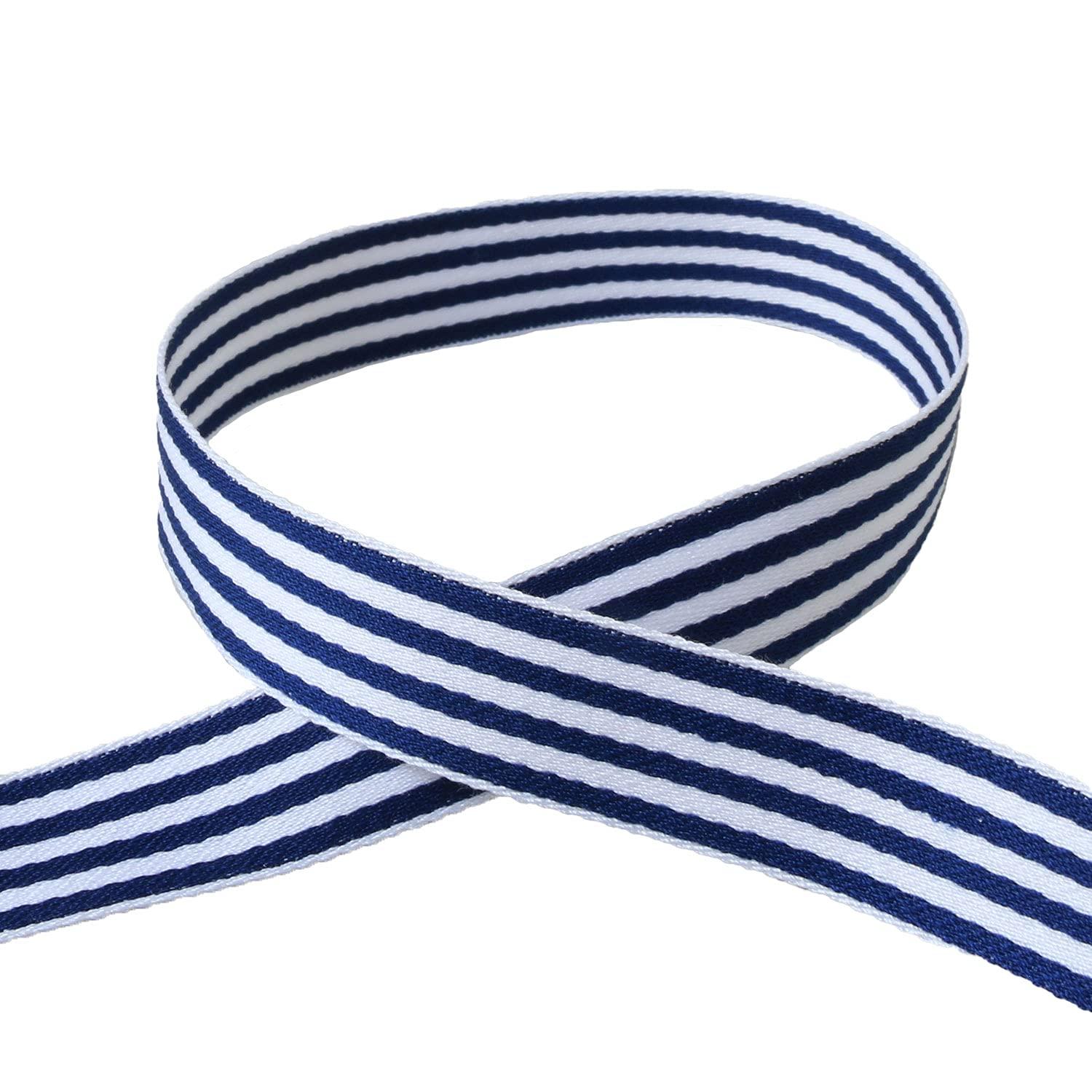 Konishi Ribbon Fancy Stripe Ribbon 15mm Width × 10m Roll Navy KR3003-15-77