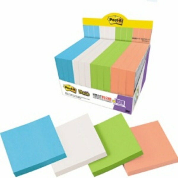 Post-it Notes, Strong Adhesive, Notebook, Multi-Color 4, 75×75mm, 90 sheets × 12 pads, 6541SS-MC-4